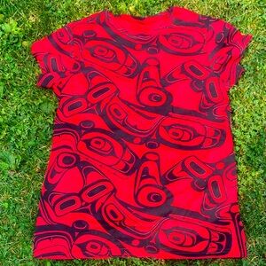 Red and Black Graphic T-Shirt First Nations Orca
